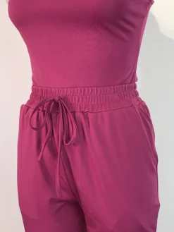 2 Piece Sleeveless Solid Color Tank Top Pants Set