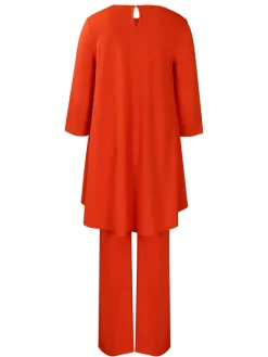 Asymmetric Hem Top Wide Leg Pants Set