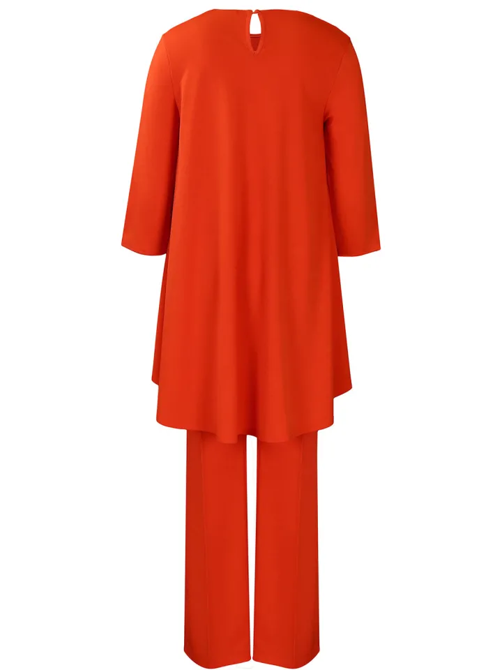 Asymmetric Hem Top Wide Leg Pants Set