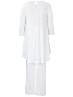 Asymmetric Hem Top Wide Leg Pants Set