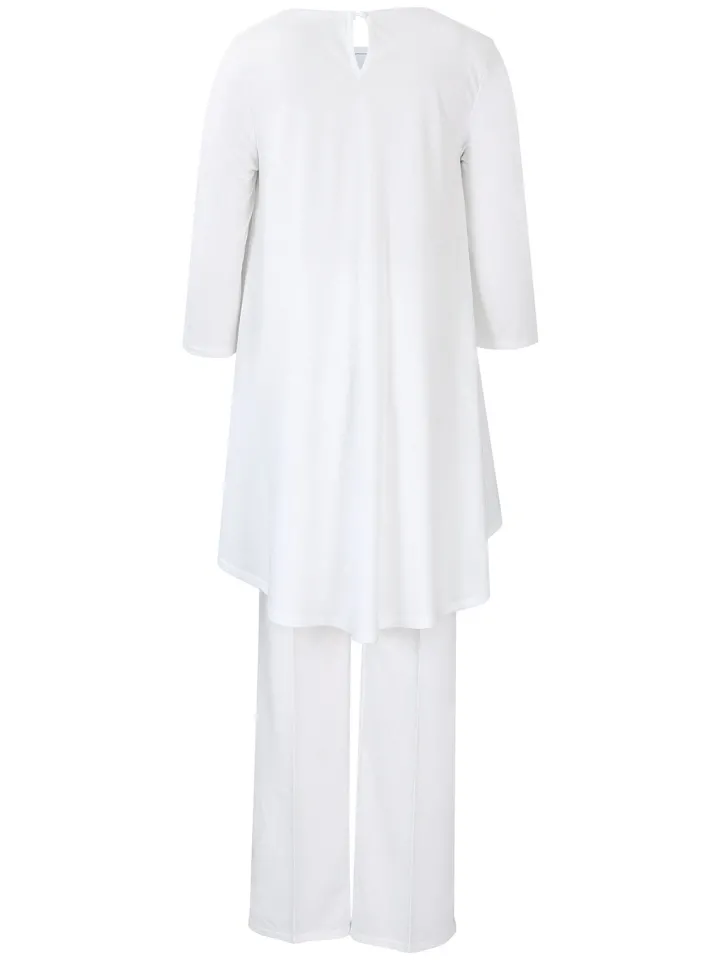 Asymmetric Hem Top Wide Leg Pants Set