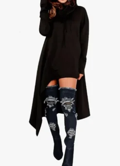 Asymmetric Long Sleeve Sweatshirts Tunic Top