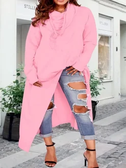 Asymmetric Long Sleeve Sweatshirts Tunic Top