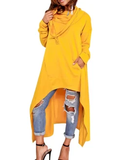 Asymmetric Long Sleeve Sweatshirts Tunic Top