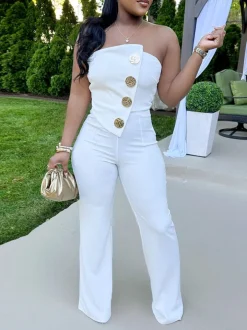 Asymmetrical Sleeveless Strapless Jumpsuit