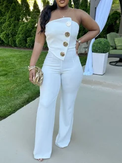 Asymmetrical Sleeveless Strapless Jumpsuit