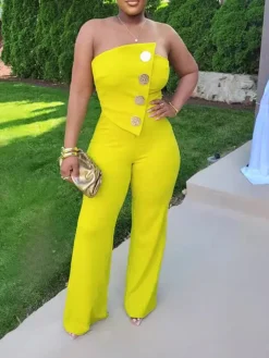 Asymmetrical Sleeveless Strapless Jumpsuit