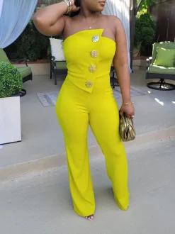 Asymmetrical Sleeveless Strapless Jumpsuit