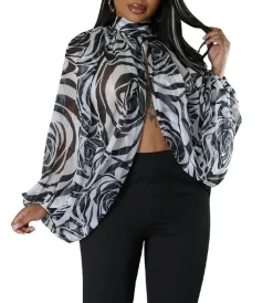 Bat Long Sleeve Chiffon Blouse