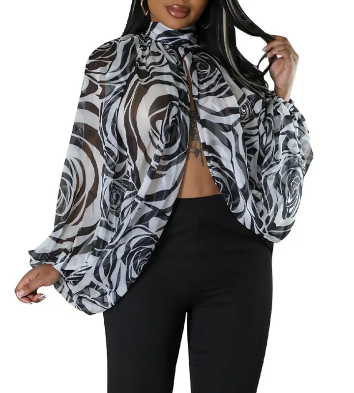 Bat Long Sleeve Chiffon Blouse