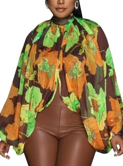 Bat Long Sleeve Chiffon Blouse