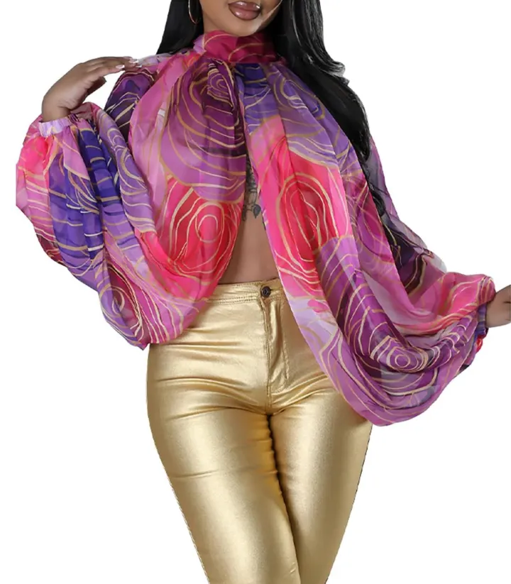 Bat Long Sleeve Chiffon Blouse