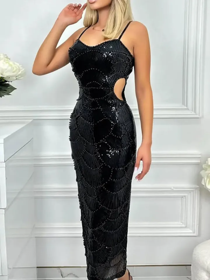 Beaded Mermaid Hollow Out Maxi Dress