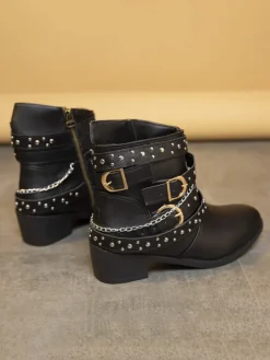 Belt Buckle Thick Heel PU Bootsies