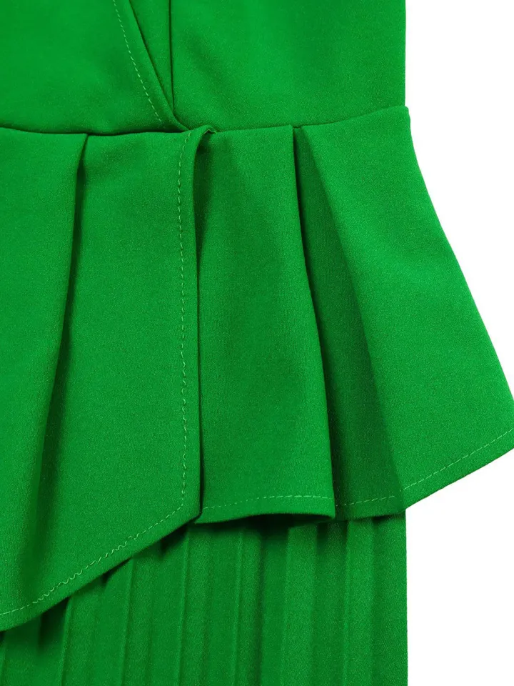 Belted Blazer Pleated Midi Dress