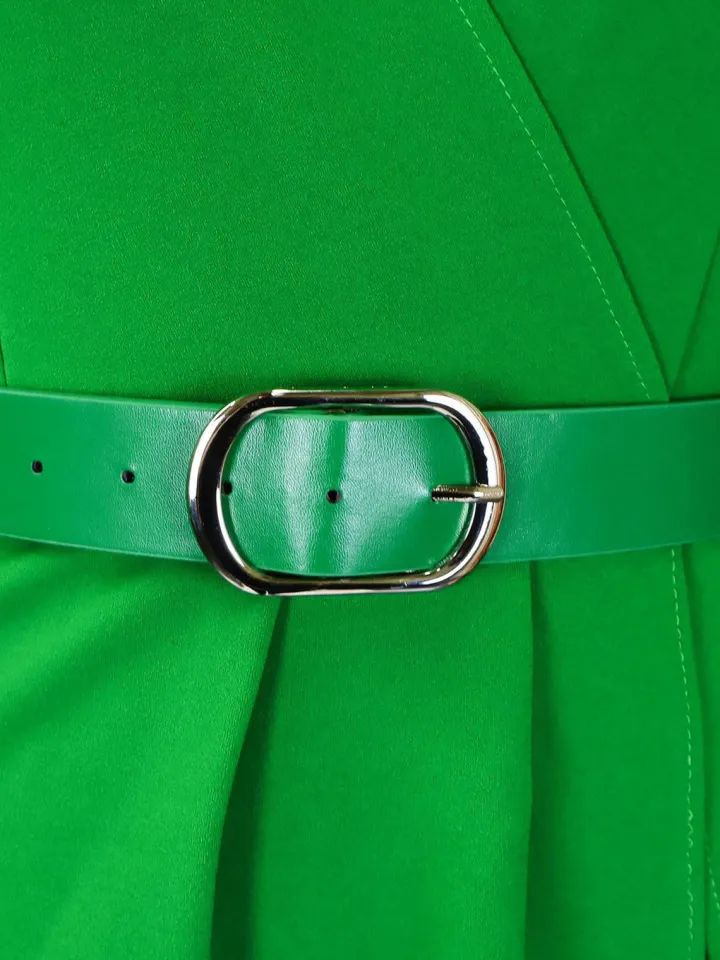 Belted Blazer Pleated Midi Dress