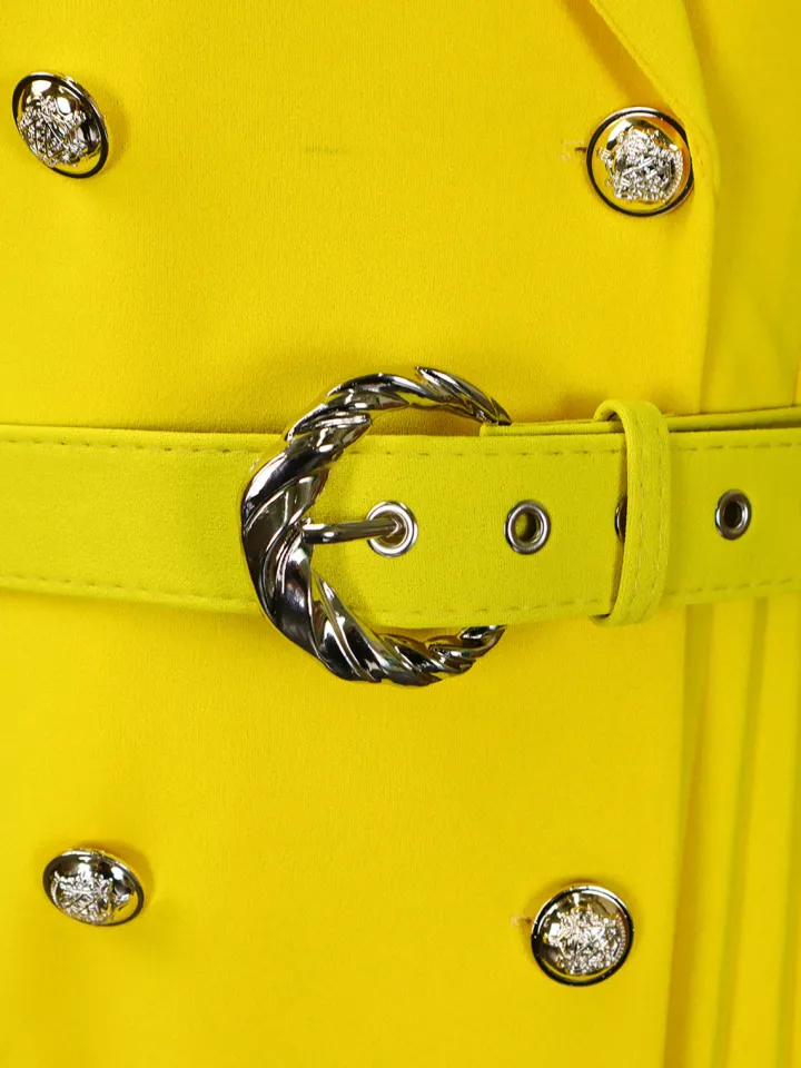 Belted Blazer Pleated Midi Dress