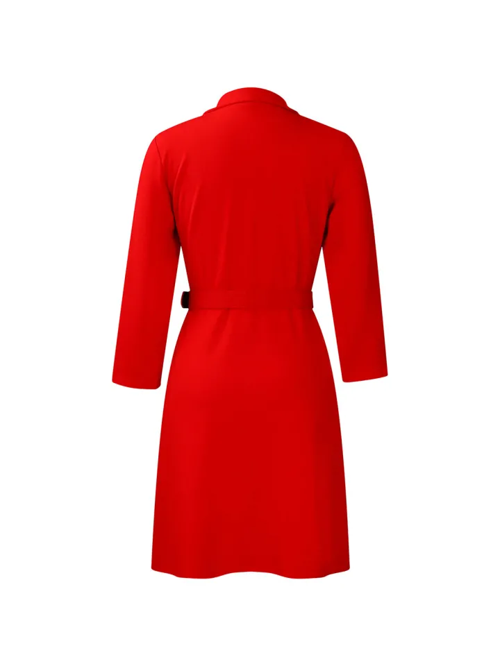 Belted Blazer Pleated Midi Dress