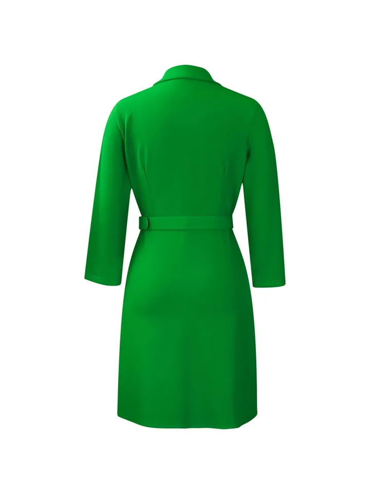 Belted Blazer Pleated Midi Dress