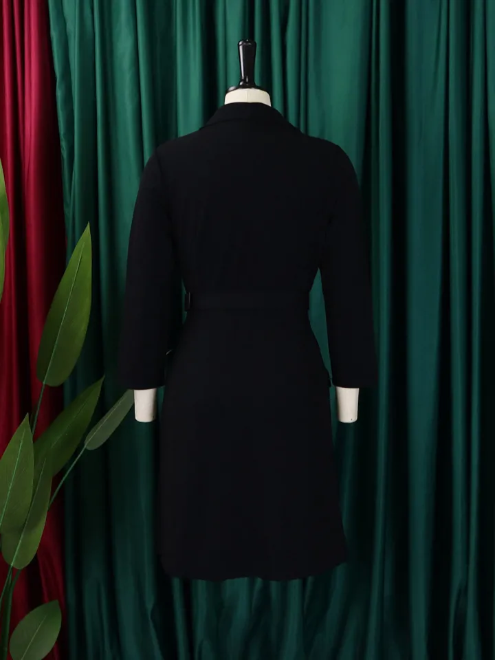 Belted Blazer Pleated Midi Dress