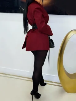 Belted Button Blazer Jacket