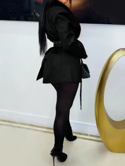 Belted Button Blazer Jacket