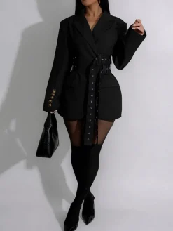 Belted Button Blazer Jacket