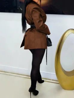 Belted Button Blazer Jacket