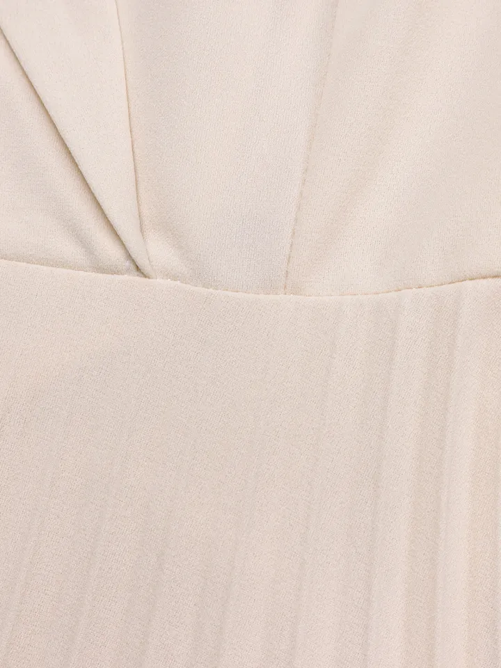 Belted Color-Block Pleated Blazer Midi Dress