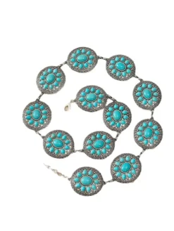 Bohemian Ethnic Turquoise Alloy Chain Belt