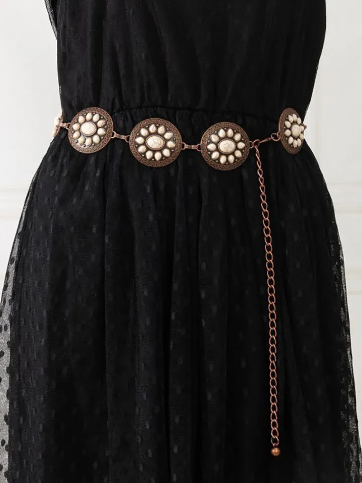 Bohemian Ethnic Turquoise Alloy Chain Belt