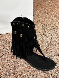 Bohemian Studs Tassel Thong Sandals