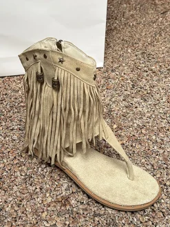 Bohemian Studs Tassel Thong Sandals