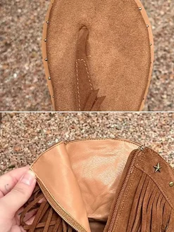 Bohemian Studs Tassel Thong Sandals