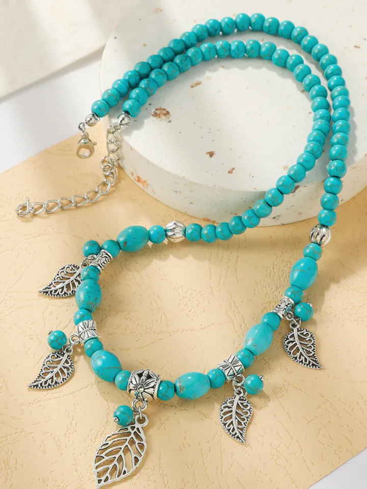 Bohemian Turquoise Earring Bracelet Necklace Sets