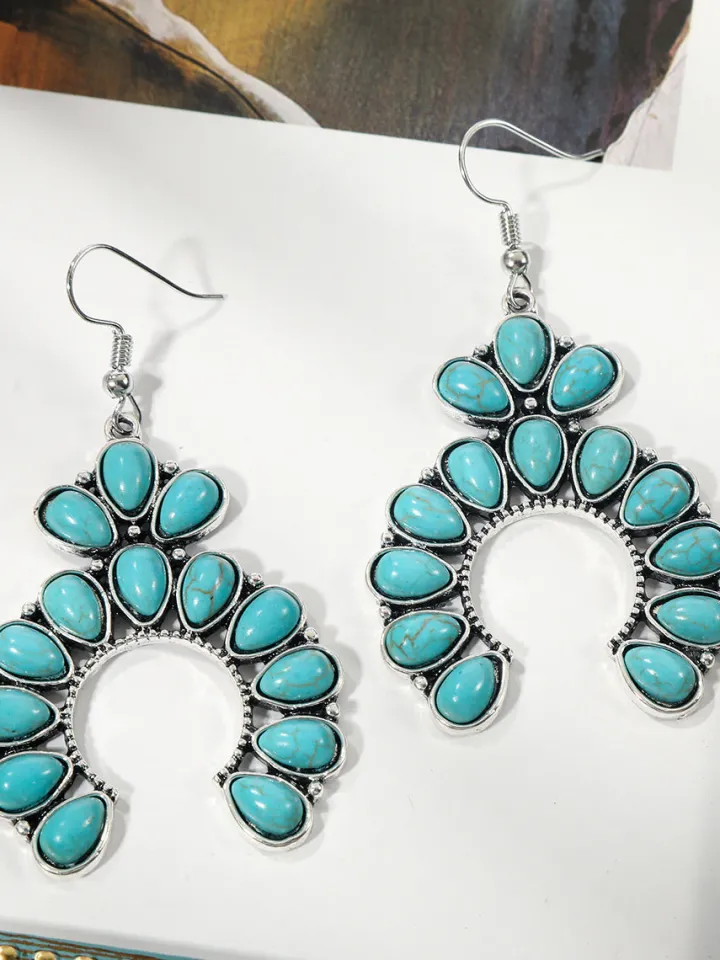 Bohemian Turquoise Earring Bracelet Necklace Sets