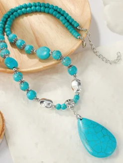 Bohemian Turquoise Earring Bracelet Necklace Sets