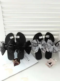 Bow Rhinestone Flat Slipper