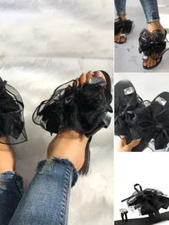 Bow Rhinestone Flat Slipper