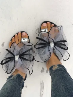 Bow Rhinestone Flat Slipper