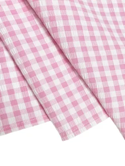 Bow Tie Print Top Denim Plaid Wide-Leg Pants Sets