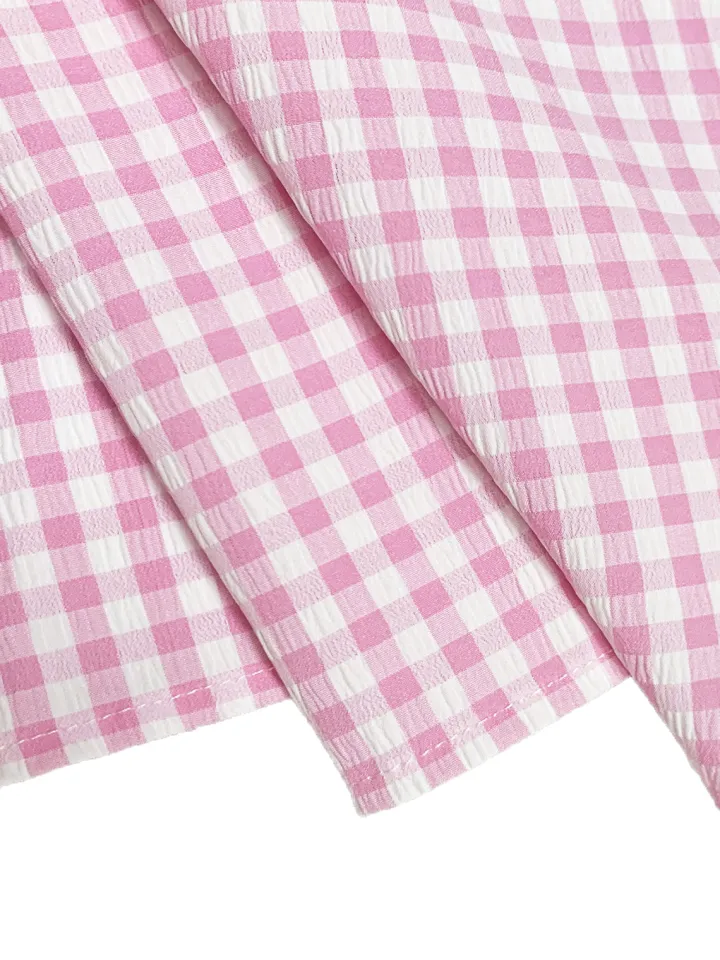 Bow Tie Print Top Denim Plaid Wide-Leg Pants Sets