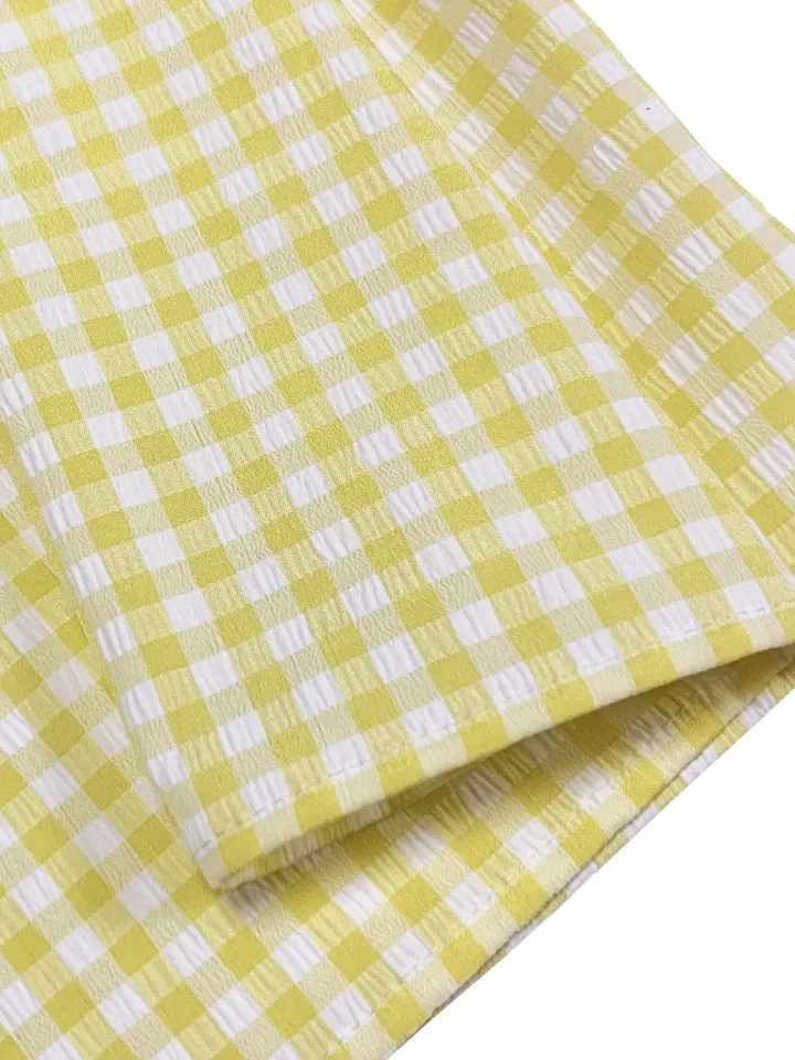 Bow Tie Print Top Denim Plaid Wide-Leg Pants Sets