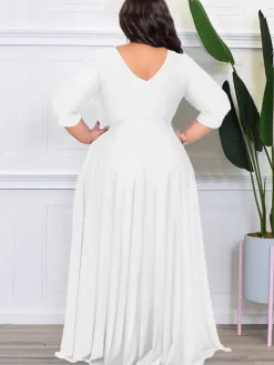 Bracelet Sleeve V Neck Bodycon Maxi Dress