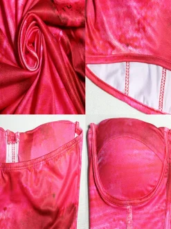 Bustier Crop Top Printed Mini Skirt Set