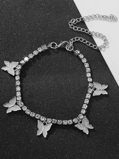 Butterfly Pendant Glitter Anklet