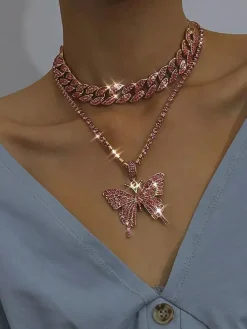 Butterfly Pendant Layered Necklaces