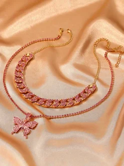 Butterfly Pendant Layered Necklaces