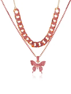 Butterfly Pendant Layered Necklaces