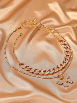 Butterfly Pendant Layered Necklaces